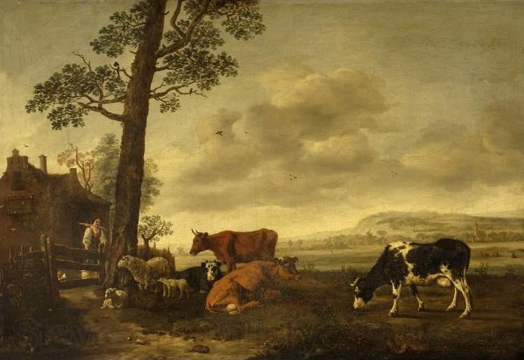 Anthonie van Borssom Landscape with cattle